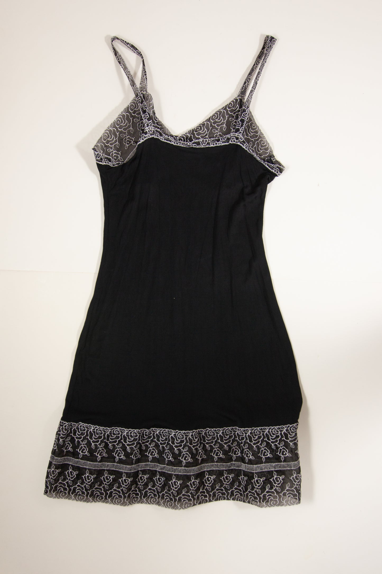 80s Black + White Sheer Slip Dress