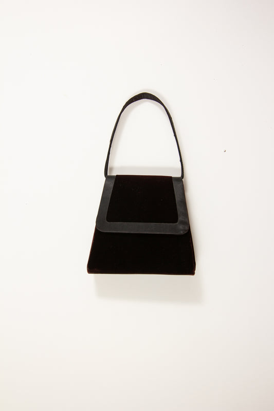 90s Purple Black Velvet Mini Bag