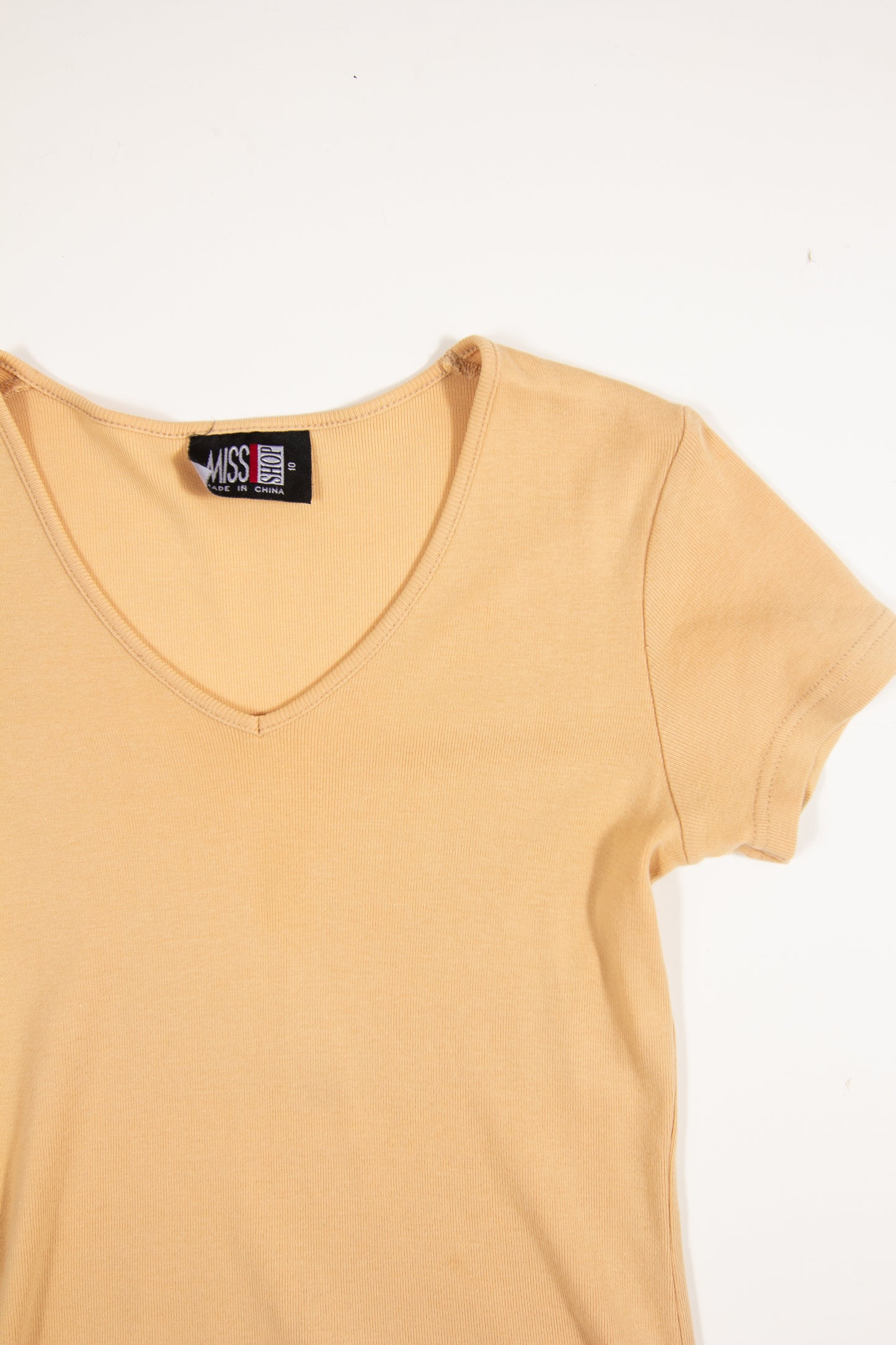 90s Yellow V Neck Baby Tee