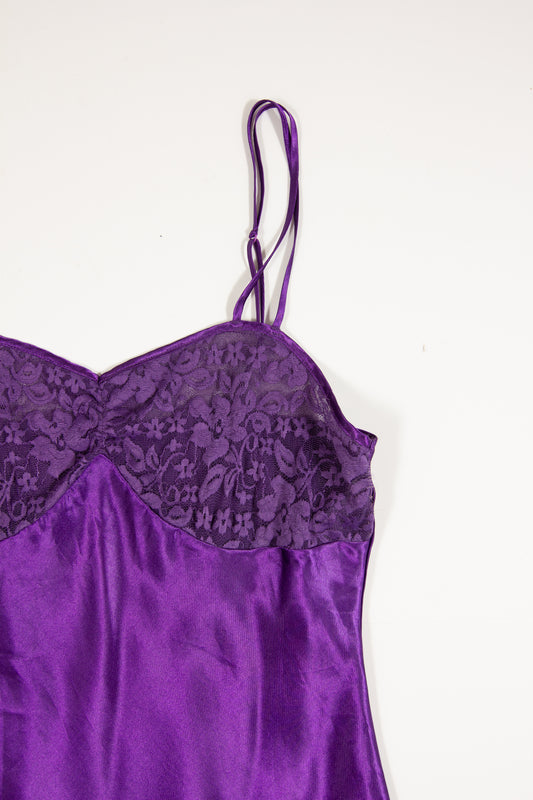 90s Purple Lace Slip Mini Dress