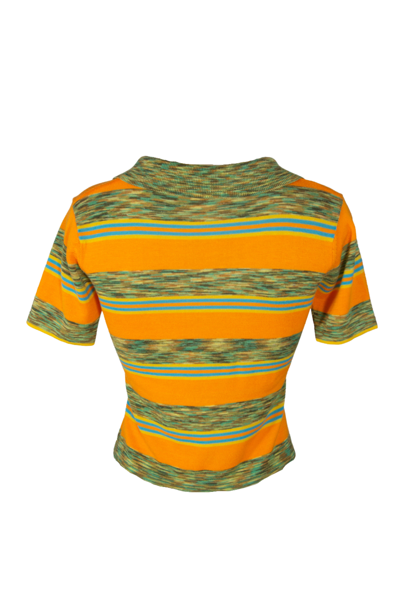 90s Orange Green Knit Polo Top